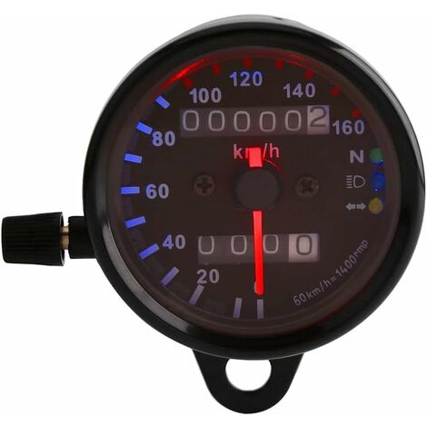 Compteur de vitesse moto jauge 1 pc universel moto compteur kilométrique  indicateur de vitesse jauge Signal double affichage numérique(Noir)