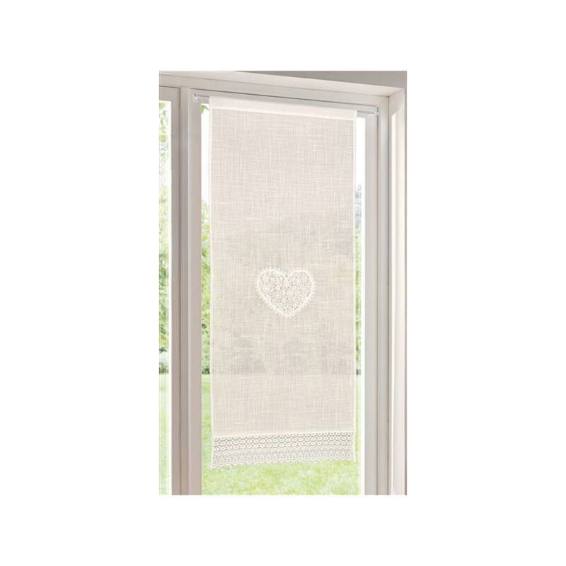 Fenstervorhang Landhaus 42x140 cm, rot weiß kariert, mit Spitze,  Scheibengardine