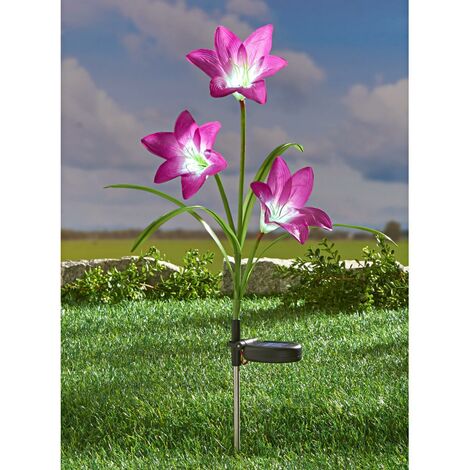 Solar Gartenstecker "Lilie" lila, 80 cm hoch, Beetstecker