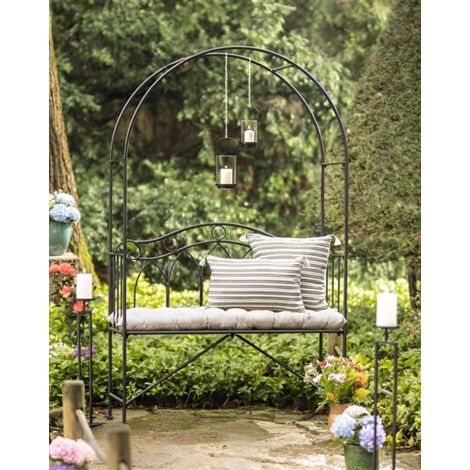 Sitzbank "Rankbogen" aus Metall, schwarz, 2sitzer Gartenbank mit