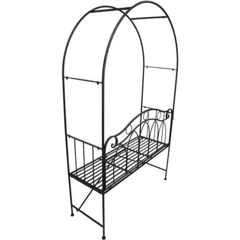 Sitzbank "Rankbogen" aus Metall, schwarz, 2sitzer Gartenbank mit