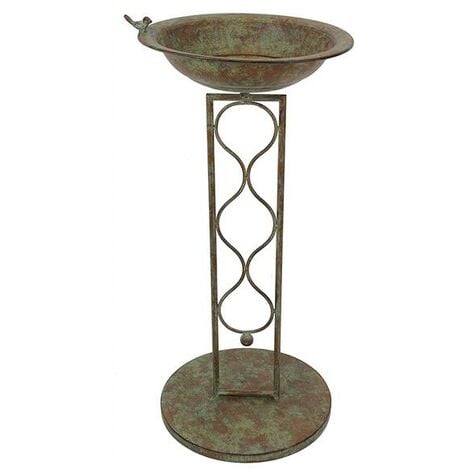 Vogeltränke "Flora" aus Metall mit Ständer, Antik Look, Vogelbad