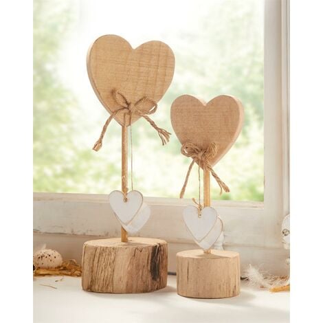 Hochzeitsdeko, Holz, Herzdeko cm hoch, aus + Dekosäule 21 Herzen Tischdeko, 2x 28