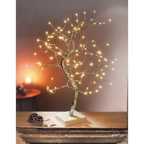 Lichterbaum Silber mit 108 warmweißen LEDs, 45 cm hoch, Leuchtbaum, LED  Baum, Fensterdeko