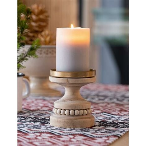 Kerzenhalter Boho aus Holz, für Kerzen bis Ø 9 cm, Kerzenständer