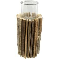 Windlichtsäule "Rustikal" aus recyceltem Holz, 41 cm hoch, Dekosäule
