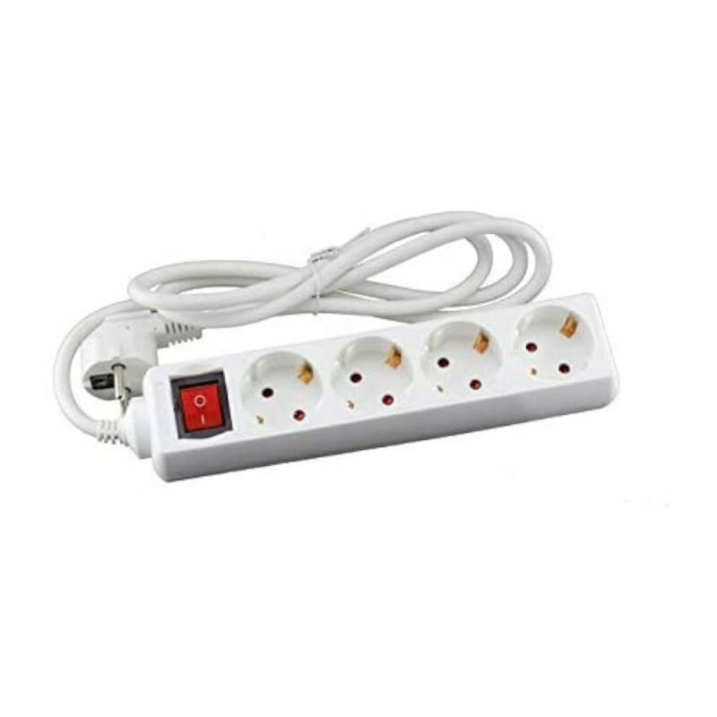 Multibases - Regleta 4 tomas 16A blanco con interruptor y