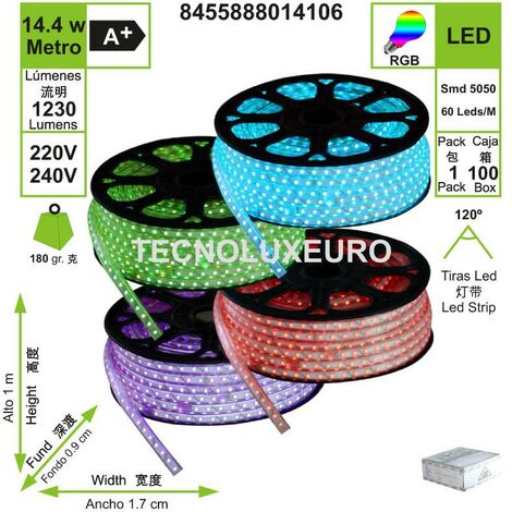 TIR.001.001 | Tira 60 LED/mt 5050 12V RGB Multicolor 5MT IP20 12w/mt