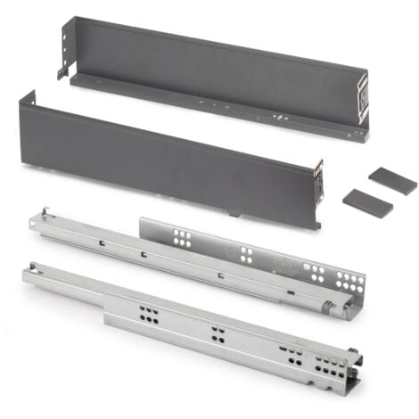 Emuca Simplex Außenschublade - 25kg Tragkraft, 88mm Höhe, Anthrazitgrau Stahl