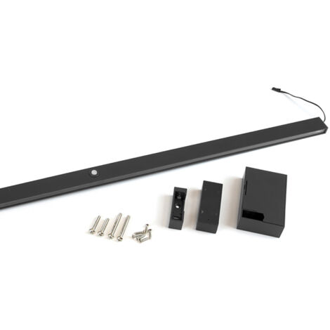 Emuca Garderobenstange mit LED-Licht Castor, mit abnehmbare Batterie und Bewegungssensor, L1.008mm, Kunststoff und Aluminium, Tiefschwarz lackiert