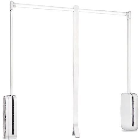Emuca Kleiderlift für Garderoben Sling, 830 - 1150, Weißer Kunststoff, Stahl und Kunststoff