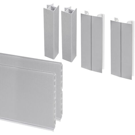 Emuca Set mit 2 Plasline-Küchensockeln mit Verbindungszubehör, Höhe 150 mm, 2 Stangen Länge 2,35 m, Kunststoff, eloxiert