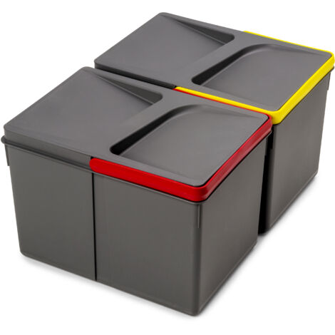 Emuca Lot Recycle Behälter für Küchenschublade, Höhe 216 mm, 2x12 Liter, Kunststoff anthrazitgrau