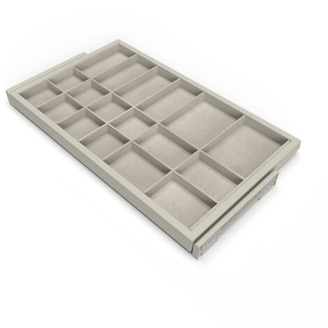 Emuca Set aus Organiser Schubladenset mit Soft-Close-Auszugsrahmen für Kleiderschränke, verstellbar, Modul 800mm, Steingrau (1/5)