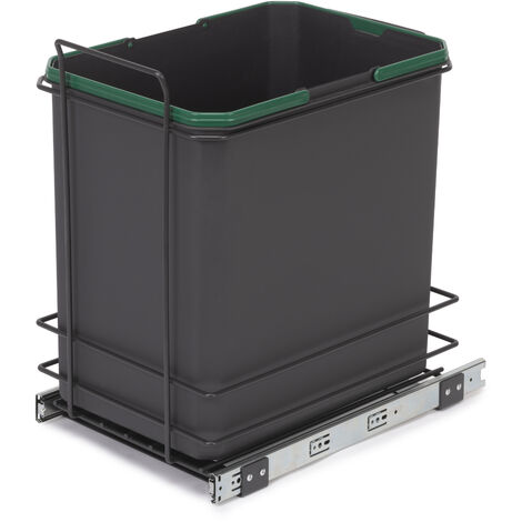Emuca Recycle Recyclingbehälter für die Bodenmontage und manuellen Auszug in Küchenzeilen, 1x35 Liter, Kunststoff anthrazitgrau