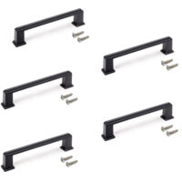 Emuca Set mit 5 Tanger-Möbelgriffen, L147,5 mm, 128 mm Achsabstand, Zamak, schwarz lackiert