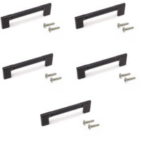 Emuca Lot von 5 Möbelgriffe Sofia, L157mm, 128mm Achsenabstand, Aluminium, Schwarz lackiert