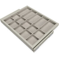 Emuca Set aus Organiser Schubladen set mit Soft-Close Auszugsrahmen für Kleiderschrank, verstellbar, Modul 600mm, Steingrau