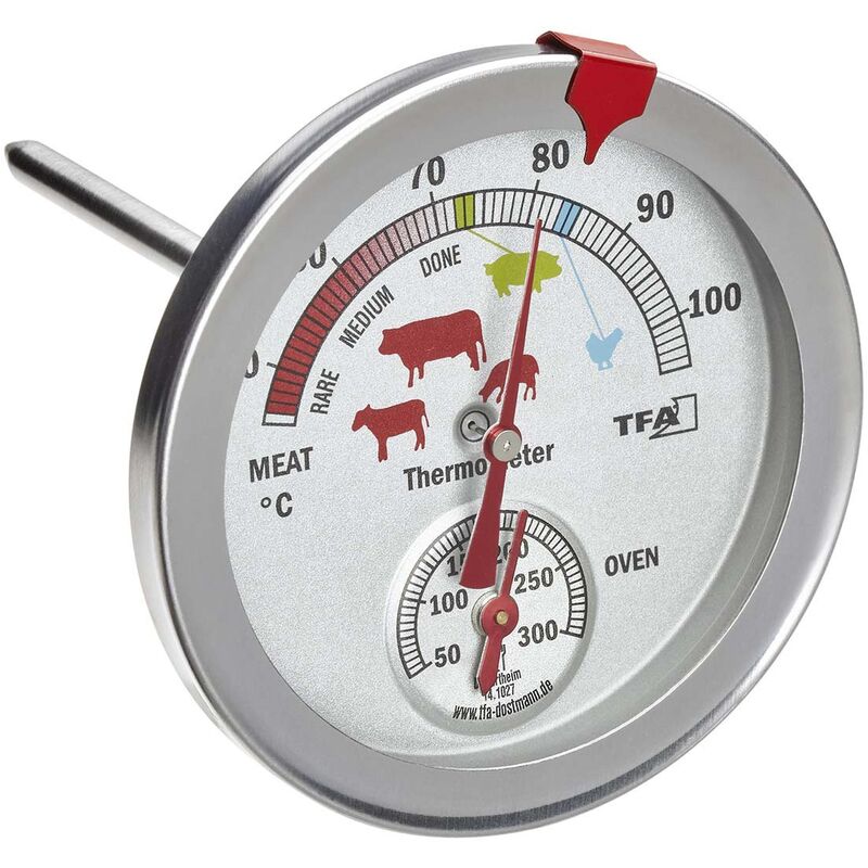 Termometro analogico da forno colore: Argento TFA Dostmann 14.1027 in acciaio INOX 