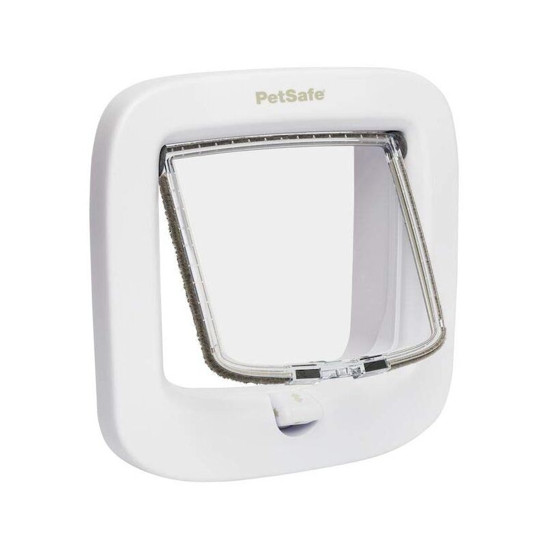 PETSAFE GATERA CON BLOQUEO MANUAL, PUERTA PARA GATOS, 4 POSICIONES DE CIERRE, GATOS DE HASTA 7 KG, PLÁSTICO, BLANCO