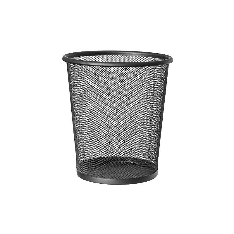 Artmoon Mesh Papelera circular de rejilla metalica hecha acero recubierto polvo negra capacidad 12l