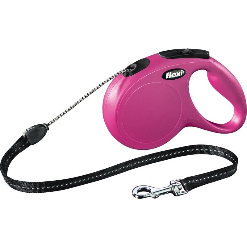 CORREA PERRO FLEXI NEW CLASSIC 5 M ROSA CON RETRACTOR (11796)