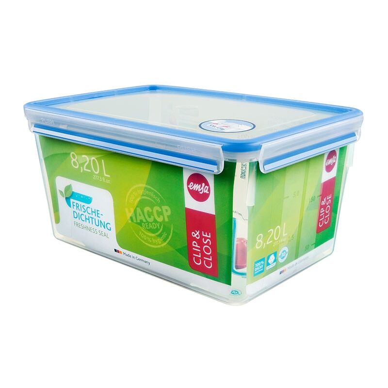 Recipiente De Cocina emsa clip close conservador plástico rectangular 82 transparente y azul caja 1 508548