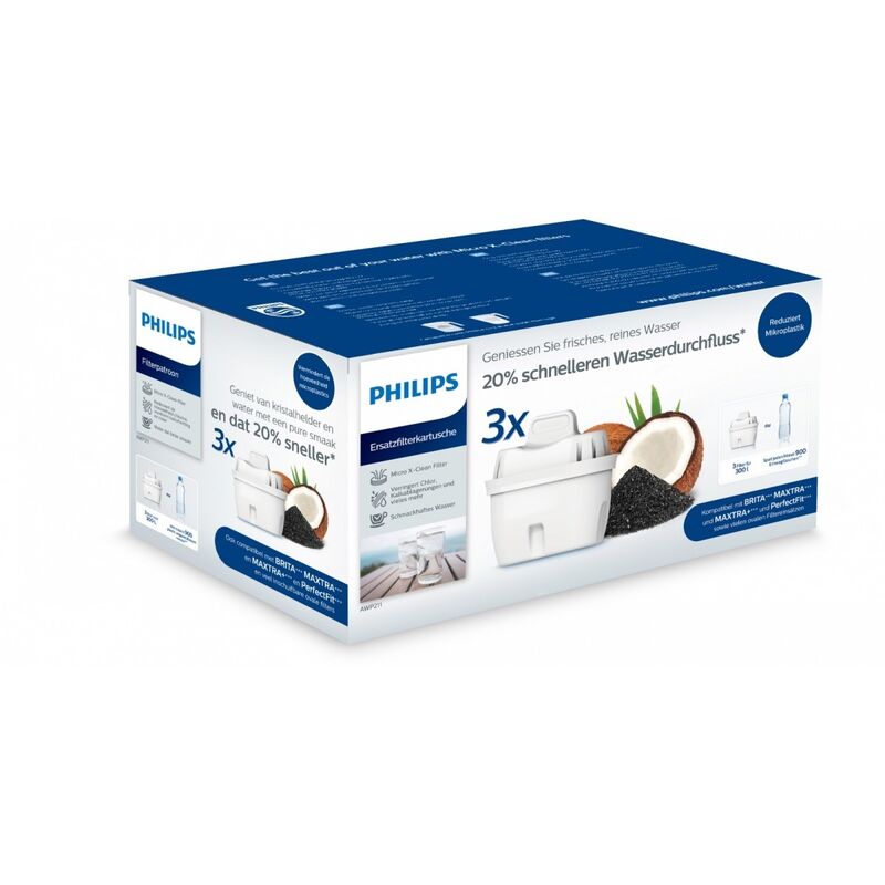 Philips Water Cartuchos de filtro agua repuesto pack 3 compatible con brita reduce los el awp21131 xclean maxtra