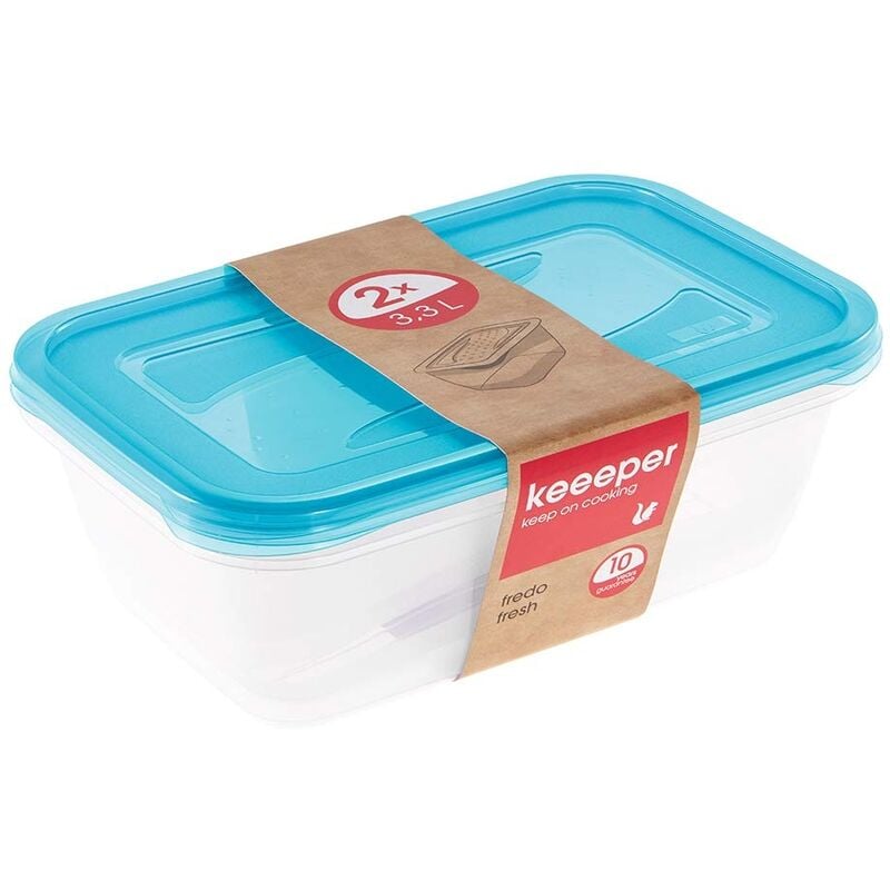 KEEEPER SET DE 2 CAJAS DE ALMACENAMIENTO FREDO FRESH RECTANGULARES 3,3 L PP FRESH AZUL (TRANSPARENTE) TALLA ÚNICA 2