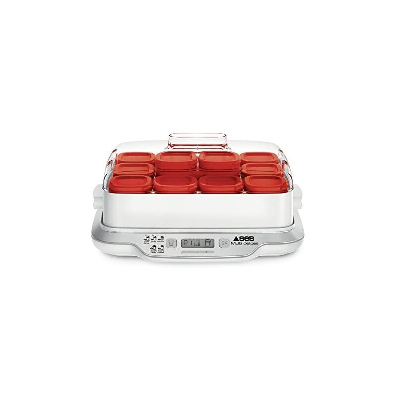 SEB YG661500 YOGUR RE MULTI D LICES EXPRESS 12 BOTES 600W YOGUR QUESO COCCIÓN AL VAPOR 4H ROJO Y BLANCO