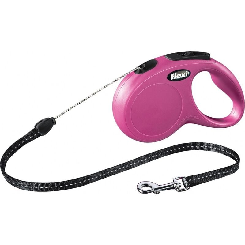 CORREA PERRO FLEXI NEW CLASSIC 5 M ROSA CON RETRACTOR (11786)