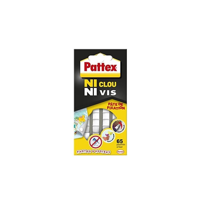 PATTEX 2299500 SIN CLAVO SIN TORNILLO - P TE DE FIJACIÓN - 65 PASTILLAS, BLANCO, JUEGO DE 65 PIEZAS