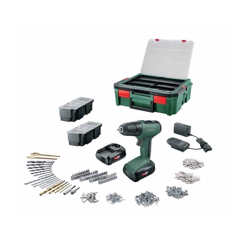 TALADRO ATORNILLADOR BOSCH - UNIVERSALDRILL 18 (ENTREGADO CON 2 BATERIAS 1.5AH, SYSTEMBOX, 241 ACCESORIOS)