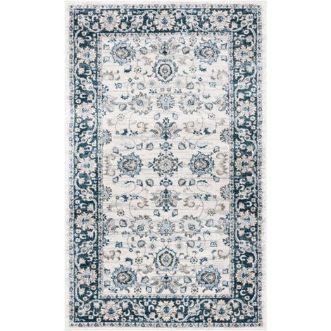 Tapis de salon tissé en polypropylène California Blanc crème