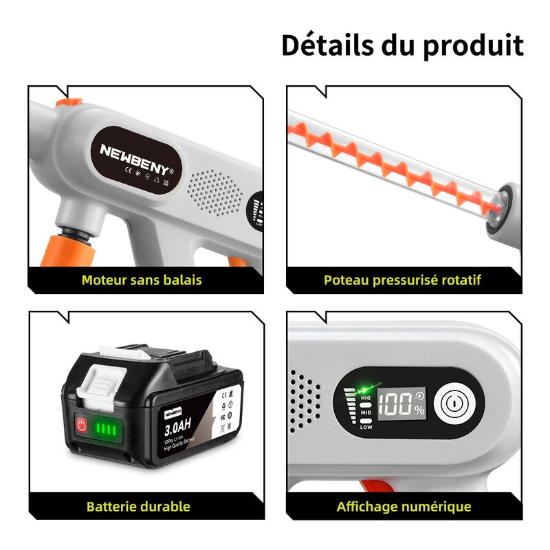 Nettoyeur Haute Pression Sans Fil - Pistolet De Nettoyeur Haute