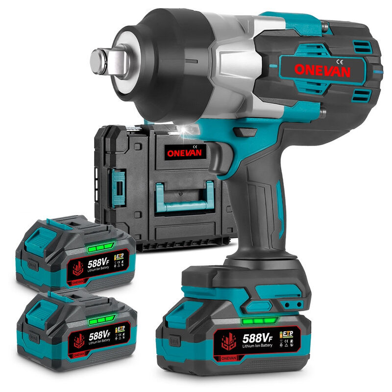 Clé à Chocs Sans Fil Brushless ONEVAN, 1800Nm Boulonneuse A Choc Avec 2 Batterie 55462712