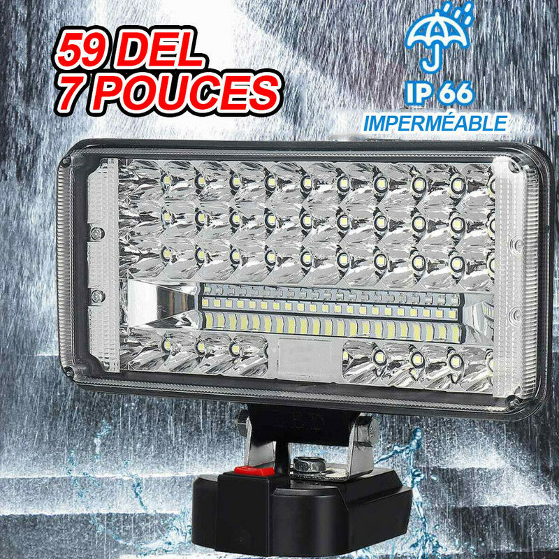 ION 18V LI-ION LED Lampe de Travail Atelier Lampes Torche ABS Fit for Makita Pile 