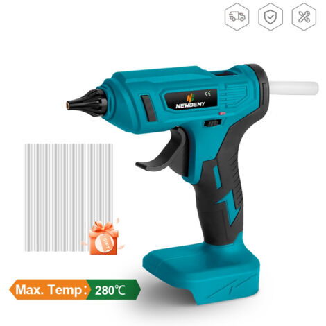 Pistolet à colle portable sans fil 100W, avec 10 bâtons de colle,Pistolet à Colle Electrique de Chauffage Rapide pour Réparation, Art et DIYrapides (Sans batterie ni chargeur - Convient pour la batter