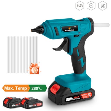Pistolet à colle portable sans fil 100W, avec 10 bâtons de colle,Pistolet à Colle Electrique de Chauffage Rapide pour Réparation, Art et DIYrapides (Livré avec 2 piles）