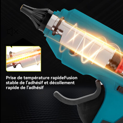 Pistolet à colle portable sans fil 100W, avec 10 bâtons de colle,Pistolet à Colle Electrique de Chauffage Rapide pour Réparation, Art et DIYrapides (Livré avec 2 piles）