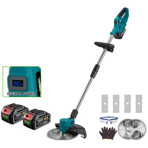 Coupe-Herbe Sans Fil Télescopique OZPPM – 2 Batteries 2000mAh, Lames Métal – Pour Pelouse Et Jardin – Vert