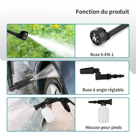Nettoyeur Haute Pression Sans Fil – 2 Batteries, 6 Buses, Tuyau 10 M