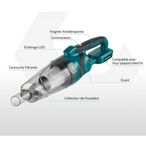 Aspirateur de Table à Main sans Fil  750ml,500W Aspirateur Balai sans Fil，Convient à la batterie Makita 18v - Sans batterie ni chargeur