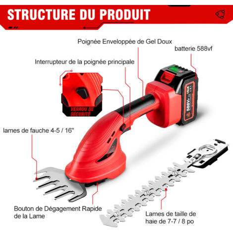 Taille-Haie Et Cisaille 2 En 1 Sans Fil - Compatible Batterie Makita 18V