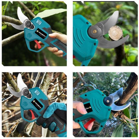 Sécateur électrique Sans Fil 30 Mm, Sécateur à Batterie 4 Vitesses Avec Affichage Numérique Pour Jardin, Branches - Deux Batteries 128VF