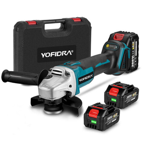 Onevan – Meuleuse d'angle sans fil 125 mm – Moteur Brushless – 4 vitesses – Vitesse 8500 tr/min – Avec 2 batteries 4.0Ah – Capot de protection inclus