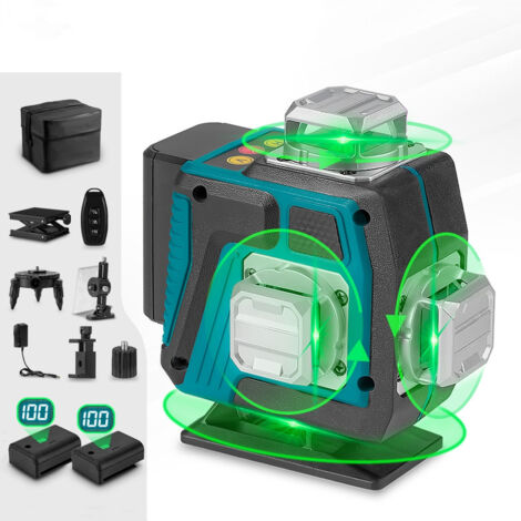 Niveau Laser Vert Bogseth 4D - 16 Lignes, 4 X 360°, Batterie