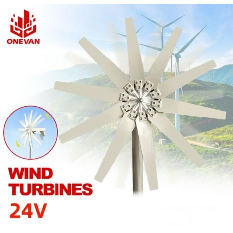 Turbine éolienne 10000W à 10 pales, contrôleur MPPT, pour usage domestique, usine, faible bruit, haute efficacité - 24V