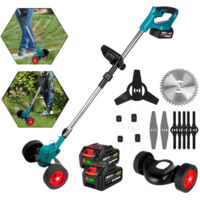 Motofaucheuse Légère Roues Coupe Bordure Sans Fil Avec 21v BatterieDBroussailleuse Avec TTe RGlable Et PoignE Motofaucheuse Jardin