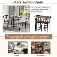 Dining Table & Chair Set for Kitchen, Dining Room, 3-Piece Compact Space Wooden Steel Frame